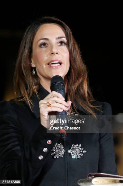 Princess Marie of Denmark attends the inauguration of the BHV Marais department store Christmas illuminations and animated shop windows for the...