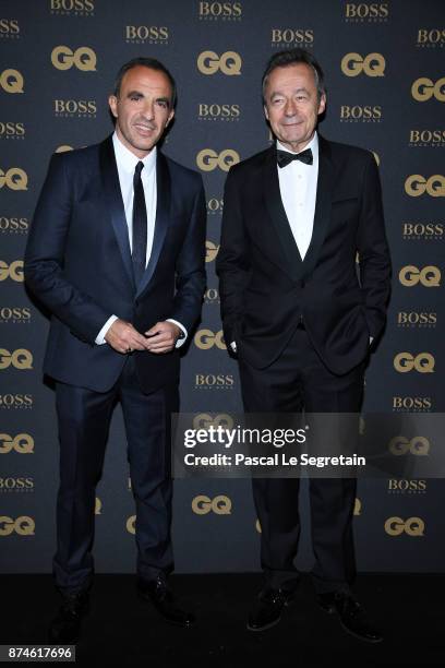 Presenter of the year Nikos Aliagas and Michel Denisot attend GQ Men Of The Year Awards 2017 at Le Trianon on November 15, 2017 in Paris, France.