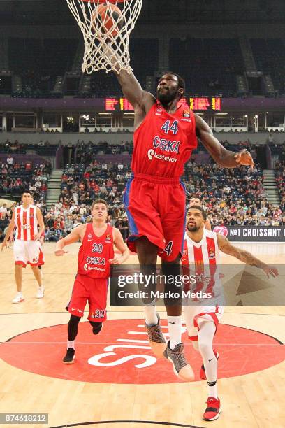 Othello Hunter, #44 of CSKA Moscow in action during the 2017/2018 Turkish Airlines EuroLeague Regular Season Round 7 game between Crvena Zvezda mts...