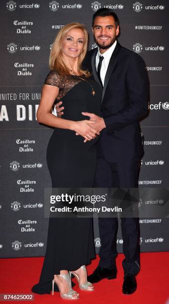 Sergio Romero and Eliana Guercio attend the United for Unicef Gala Dinner at Old Trafford on November 15, 2017 in Manchester, England.