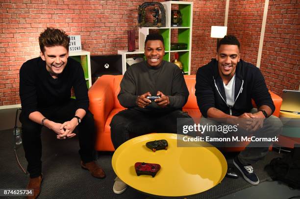 John Boyega joins Rukari Austin and Benny Perkin to play Star Wars Battlefront II on Xbox One X for Xbox Live Sessions on November 15, 2017 in...