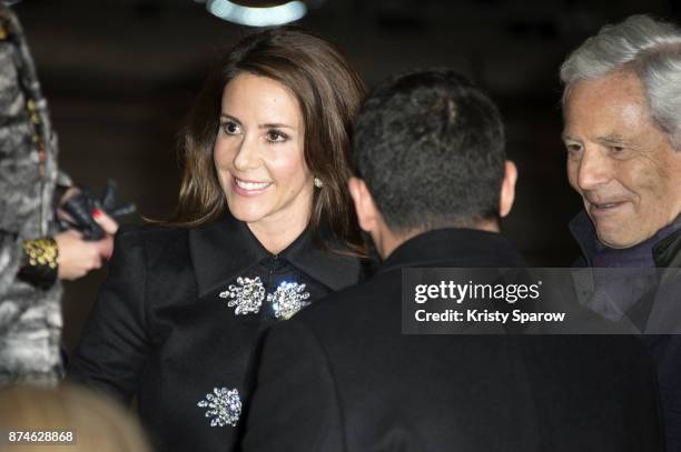 Princess Marie Cavallier of Denmark arrives to the Godjul Joyeux Noel Danois Christmas Decorations Inauguration at BHV Marais on November 15, 2017 in...