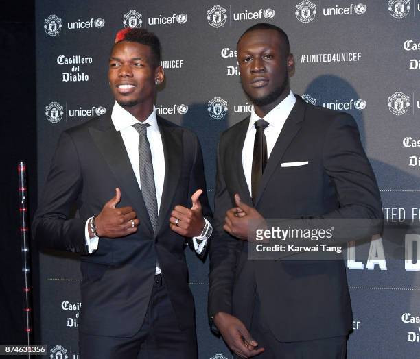 Paul Pogba and Stormzy attend the United for Unicef Gala Dinner at Old Trafford on November 15, 2017 in Manchester, England.