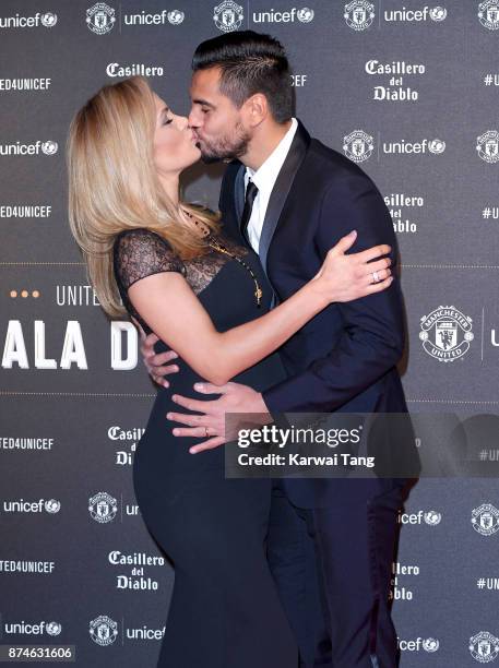 Eliana Guercio and Sergio Romero attend the United for Unicef Gala Dinner at Old Trafford on November 15, 2017 in Manchester, England.