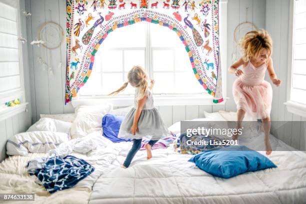 bed dance party - fashion kids stock pictures, royalty-free photos & images