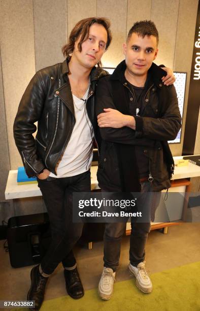 Carl Barat and Rostam attend the launch of Sonos Song Stories: Bowie - an event honouring David Bowie's work and legacy at Sonos London's new concept...