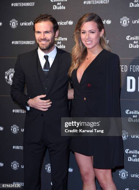 Juan Mata and Evelina Kamph attend the United for Unicef Gala Dinner at Old Trafford on November 15, 2017 in Manchester, England.
