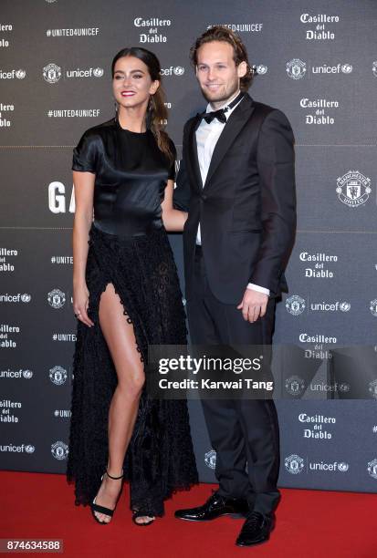 Carly-Rae Fleur and Daley Blind attend the United for Unicef Gala Dinner at Old Trafford on November 15, 2017 in Manchester, England.