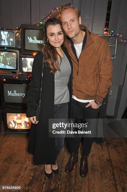 Samantha Barks and Jack Fox attend Mulberry's 'It's Not Quite Christmas' party on November 15, 2017 in London, England.