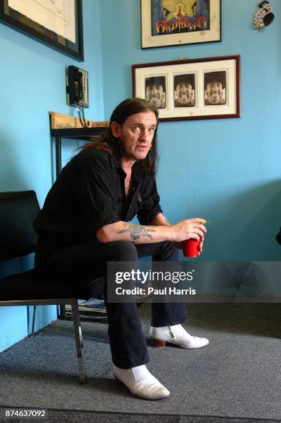 Year old Lemmy Kilmister lead singer of English rock group Motorhead in a recording studio March 12, 2001 in North Hollywood, Los Angeles, California...