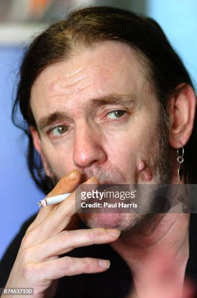 Year old Lemmy Kilmister lead singer of English rock group Motorhead in a recording studio March 12, 2001 in North Hollywood, Los Angeles, California...