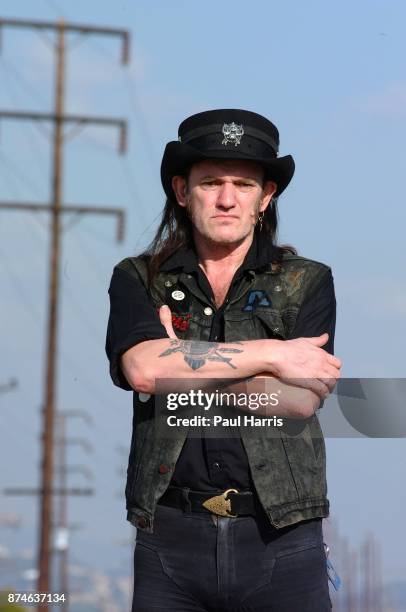 Year old Lemmy Kilmister lead singer of English rock group Motorhead stands on the railway tracks on March 12, 2001 in North Hollywood, Los Angeles,...