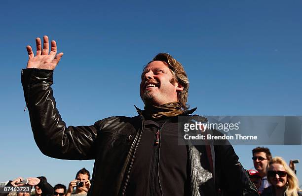 Adventurer Charley Boorman is greeted by fellow motorbike enthusiasts during his next motorbike adventure for his latest documentary 'By Any Means 2'...