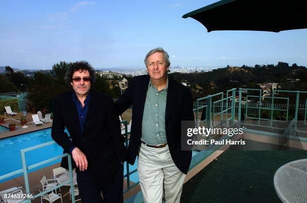 English TV and Movie writers and creators of Auf Wiedersehen, Pet , Ian Le Frenais and Dick Clement at The Mulholland Tennis Club May 1, 2002 in the...