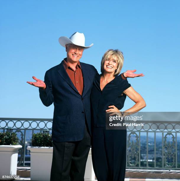 Larry Hagman is now 71 years old and has had a liver transplant, Linda Gray is 60 years old and a grandmother Photographed at the Wyndham Hotel, West...