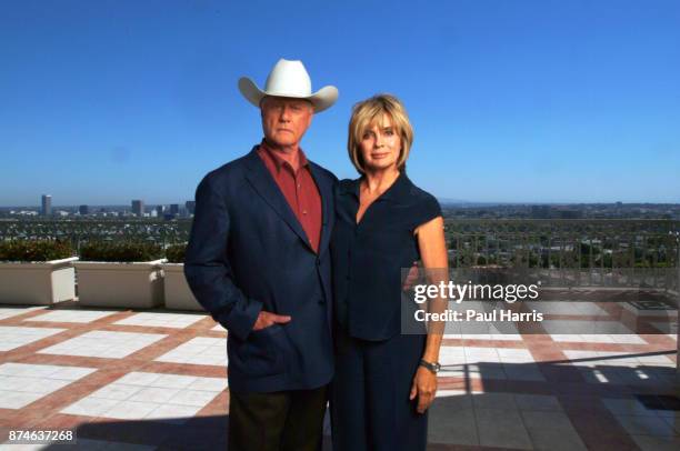 Larry Hagman is now 71 years old and has had a liver transplant, Linda Gray is 60 years old and a grandmother Photographed at the Wyndham Hotel, West...