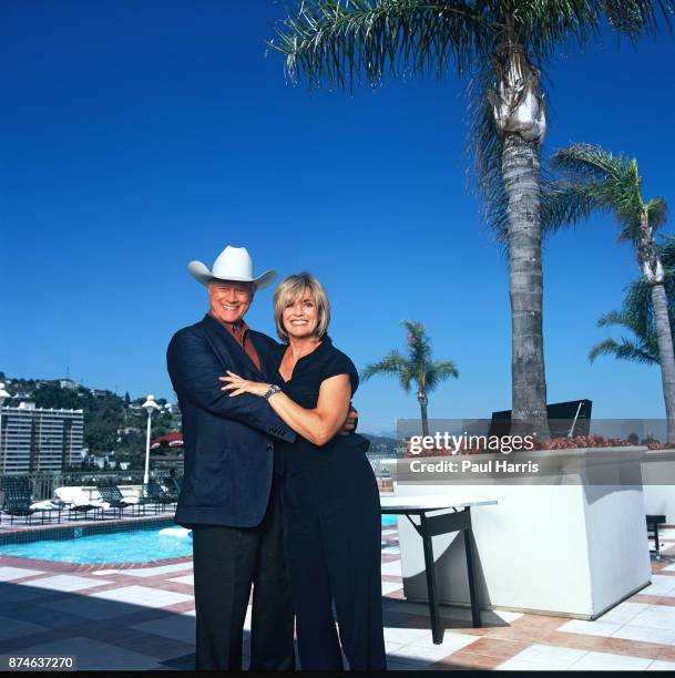 Larry Hagman is now 71 years old and has had a liver transplant, Linda Gray is 60 years old and a grandmother Photographed at the Wyndham Hotel, West...