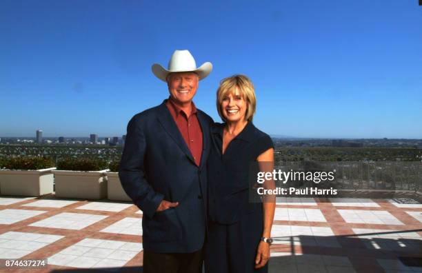 Larry Hagman is now 71 years old and has had a liver transplant, Linda Gray is 60 years old and a grandmother Photographed at the Wyndham Hotel, West...