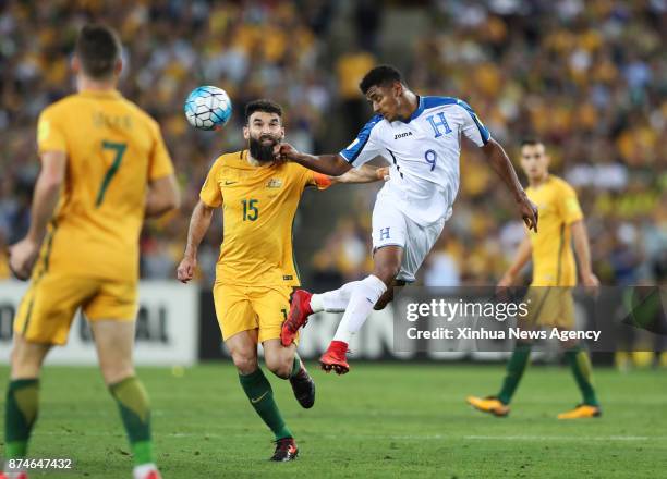 Nov. 15, 2017 : Mile Jedinak of Australia vies with Antony Lozano of Hunduras during the FIFA world cup 2018 Qualifiers intercontinental Playoff...
