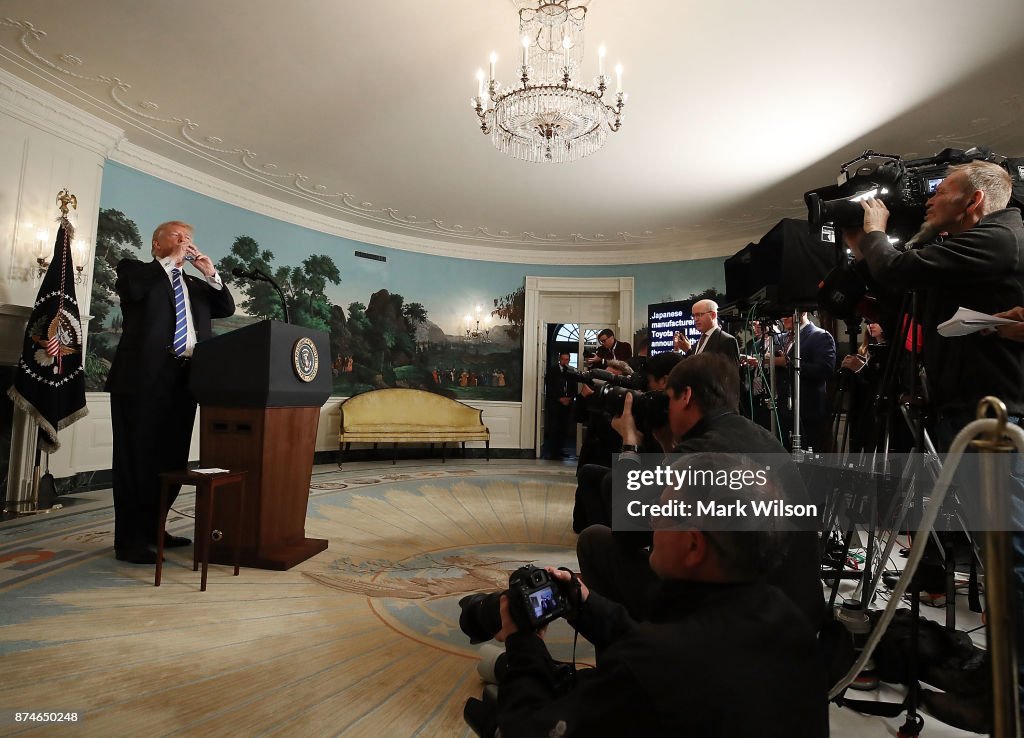 President Trump Delivers Remarks In The Diplomatic Room Of The White House