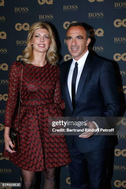 Awarded as Animator of the year, Nikos Aliagas and his companion Tina Grigoriou attend the GQ Men of the Year Awards 2017 at Le Trianon on November...