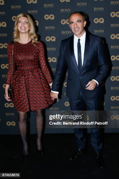 Awarded as Animator of the year, Nikos Aliagas and his companion Tina Grigoriou attend the GQ Men of the Year Awards 2017 at Le Trianon on November...