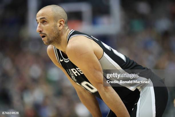 Manu Ginobili of the San Antonio Spurs in the second half at American Airlines Center on November 14, 2017 in Dallas, Texas. NOTE TO USER: User...