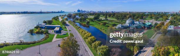 belle isle aerial detroit - belle isle michigan stock pictures, royalty-free photos & images