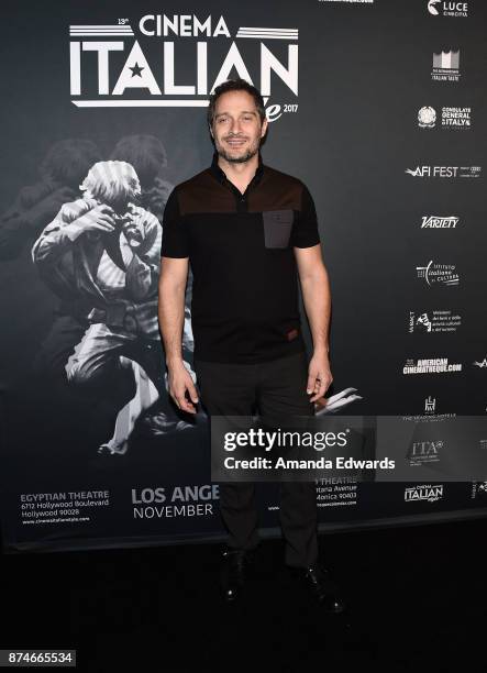 Actor Claudio Santamaria arrives at the AFI FEST 2017 Presented By Audi Cinema Italian Style Kick-Off Event and Inaugural Cinecitta Key Award...