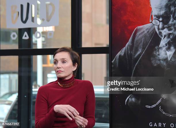 Actress Kristin Scott Thomas visits Build Studio to discuss the movie "Darkest Hour" on November 14, 2017 in New York City.