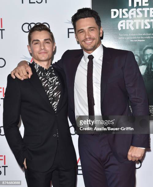 Actor Dave Franco and director/actor James Franco arrive at the AFI FEST 2017 presented by Audi - screening of 'The Disaster Artist' at TCL Chinese...