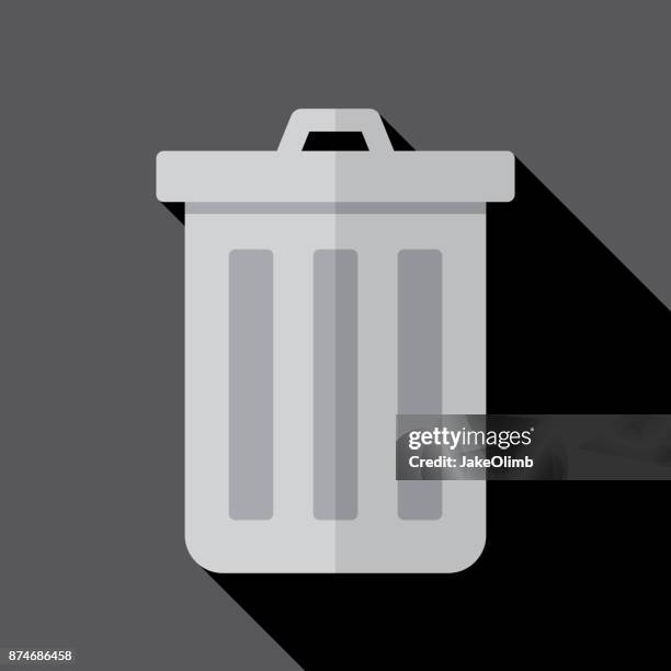 stockillustraties, clipart, cartoons en iconen met prullenbak pictogram plat - vuilnisman