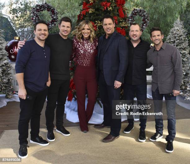 Degrees' Drew Lachey, Nick Lachey, Debbie Matenopoulos, Mark Steines, Justin Jeffre, and Jeff Timmons visit Hallmark's "Home & Family at Universal...