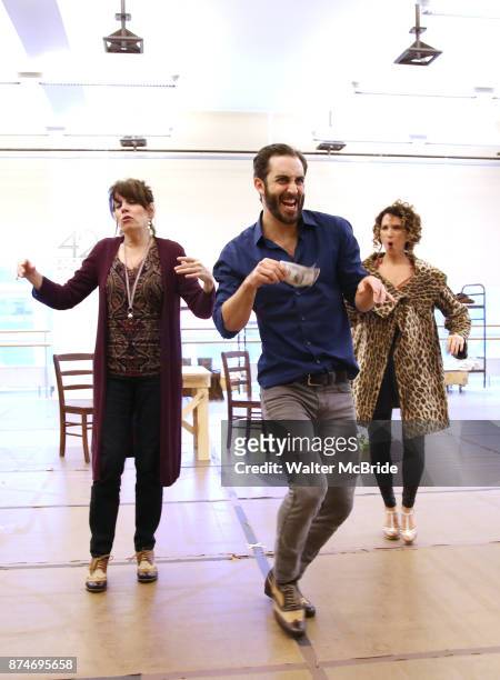 Beth Leavel, Cooper Grodin and Kim Sava perform at the press presentation for The Holiday Return of the Broadway Hit Musical 'Annie' at the New 42nd...