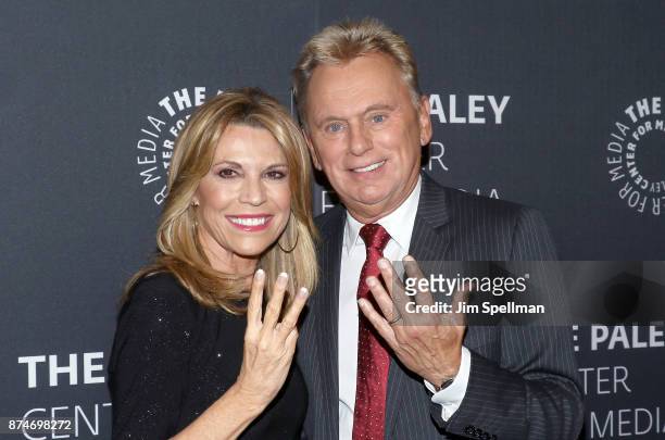 Personalities Vanna White and Pat Sajak attend The Wheel of Fortune: 35 Years as America's Game hosted by The Paley Center For Media at The Paley...