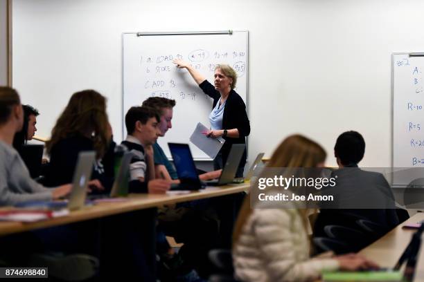 Professor Tracy Camp teaching a class related to systems, networks and security during Intro to Computer Science in Brown Hall at the Colorado School...