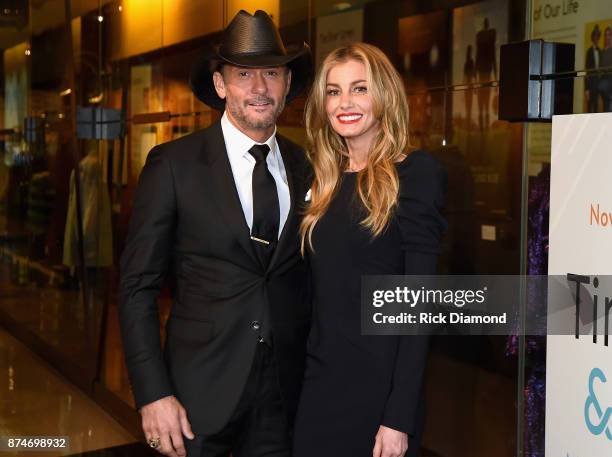 Tim McGraw and Faith Hill attend the Country Music Hall of Fame and Museum's debut of the Tim McGraw and Faith Hill Exhibition on November 15, 2017...