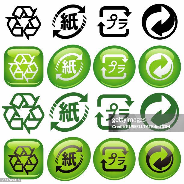 stockillustraties, clipart, cartoons en iconen met recyle symbolen international - gear recycle logo