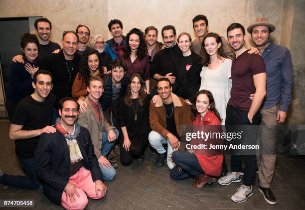 Sara Bareilles and "The Band's Visit" cast on stage at The Ethel Barrymore Theatre on November 15, 2017 in New York City.