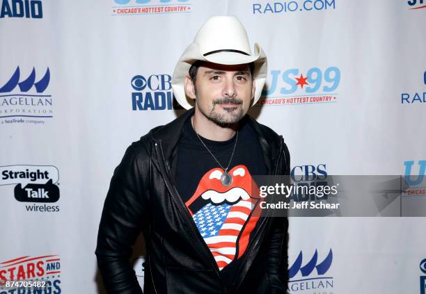 Brad Paisley attends a meet & greet for CBS RADIO's Third Annual 'Stars and Strings' Concert to honor our nation's veterans at Chicago Theatre on...