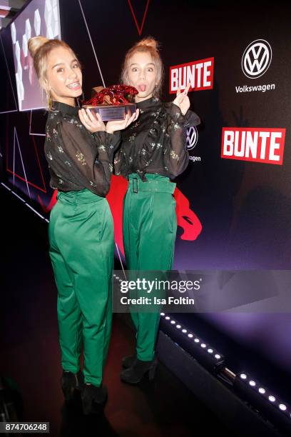 Twins, youtube stars and award winner Lisa and Lena during the New Faces Award Style 2017 at The Grand on November 15, 2017 in Berlin, Germany.