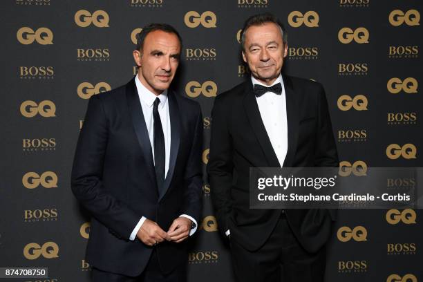 Presenter of the year Nikos Aliagas and Michel Denisot attend the GQ Men Of The Year Awards 2017, at Le Trianon on November 15, 2017 in Paris, France.