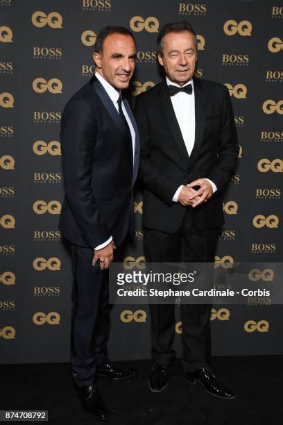 Presenter of the year Nikos Aliagas and Michel Denisot attend the GQ Men Of The Year Awards 2017, at Le Trianon on November 15, 2017 in Paris, France.