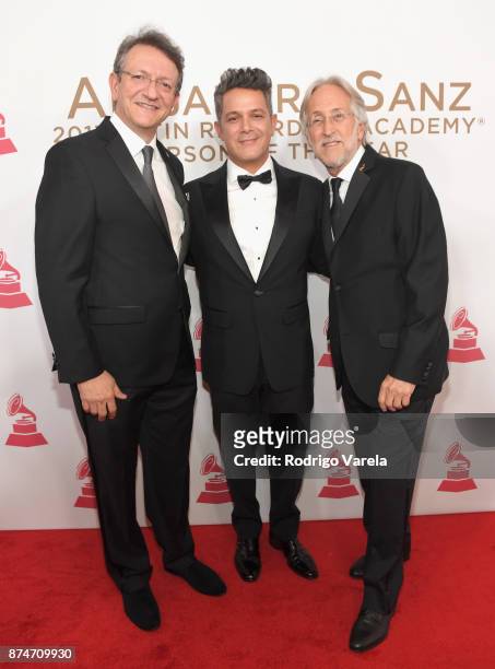 Latin Recording Academy President/CEO Gabriel Abaroa, honoree Alejandro Sanz, and Recording Academy President Neil Portnow attend the 2017 Person of...