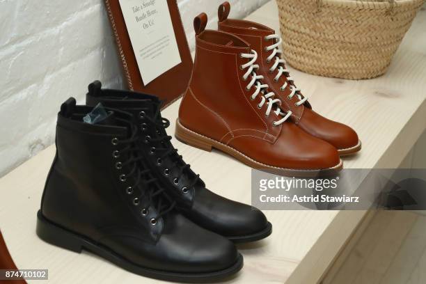 Shoes on display at Dinner to Celebrate Jenni Kaynes Tribeca Boutique with Amy Astley and Meredith Melling at 20 Harrison Street on November 15, 2017...
