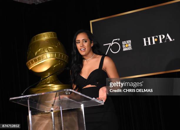 Golden Globe ambassador Simone Alexandra Johnson attends the Hollywood Foreign Press Association and InStyle celebration of the 75th Annual Golden...