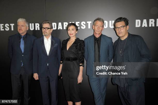 Anthony McCarten, Gary Oldman, Kristin Scott Thomas, Ben Mendelsohn and Joe Wright attend "Darkest Hour" New York premiere at Paris Theatre on...