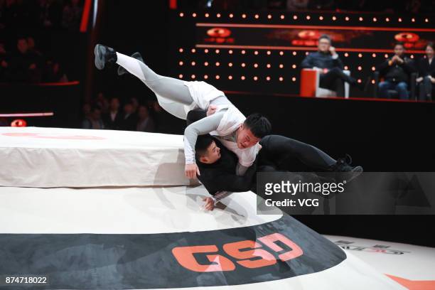 Candidates compete during a television variety show on November 15, 2017 in Beijing, China.