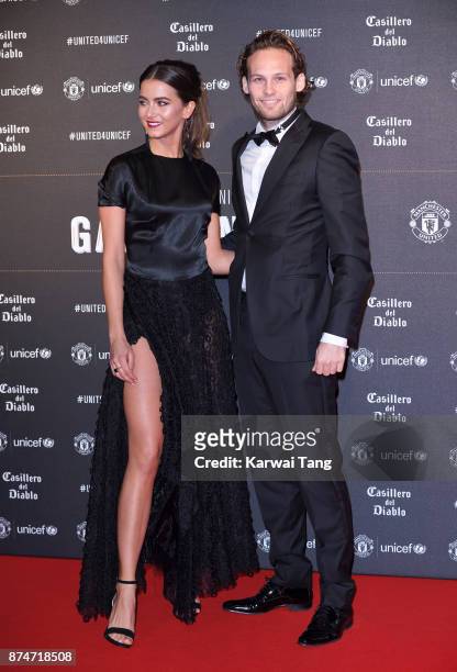 Carly-Rae Fleur and Daley Blind attend the United for Unicef Gala Dinner at Old Trafford on November 15, 2017 in Manchester, England.
