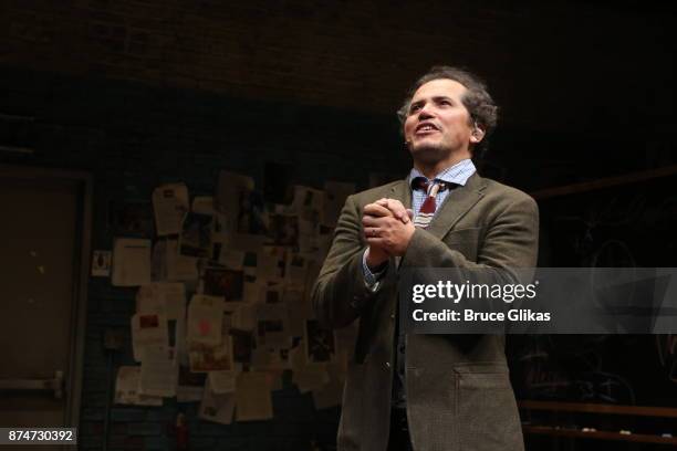 John Leguizamo onstage during the curtain call at the opening night of "Latin History for Morons" on Broadway at Studio 54 on November 15, 2017 in...